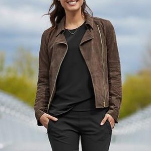 Athleta Helena Suede Dark Taupe Moto 